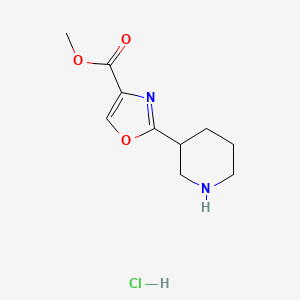 molecular formula C10H15ClN2O3 B1416028 Methyl 2-(3-piperidinyl)-1,3-oxazole-4-carboxylate hydrochloride CAS No. 2203070-56-6