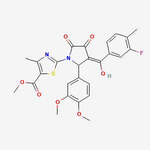 Methyl 2-(2-(3,4-dimethoxyphenyl)-3-(3-fluoro-4-methylbenzoyl)-4-hydroxy-5-oxo-2,5-dihydro-1H-pyrrol-1-yl)-4-methylthiazole-5-carboxylate