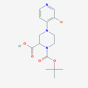 B1416057 4-(3-Bromopyridin-4-yl)-1-[(2-methylpropan-2-yl)oxycarbonyl]piperazine-2-carboxylic acid CAS No. 1786468-03-8