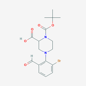 molecular formula C17H21BrN2O5 B1416085 4-(2-Bromo-6-formylphenyl)-1-[(2-methylpropan-2-yl)oxycarbonyl]piperazine-2-carboxylic acid CAS No. 1787021-16-2