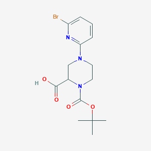 molecular formula C15H20BrN3O4 B1416095 (S)-4-(6-Bromopyridin-2-yl)-1-(tert-butoxycarbonyl)-piperazine-2-carboxylic acid CAS No. 1787111-12-9