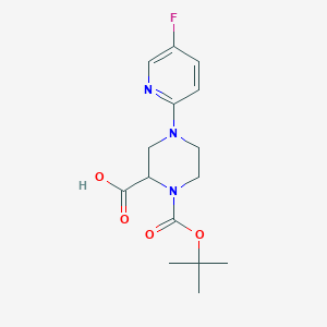 molecular formula C15H20FN3O4 B1416096 4-(5-Fluoropyridin-2-yl)-1-[(2-methylpropan-2-yl)oxycarbonyl]piperazine-2-carboxylic acid CAS No. 1786481-79-5