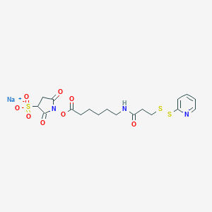 molecular formula C18H22N3NaO8S3 B014161 磺基-N-琥珀酰亚胺基 6-[3-(2-吡啶二硫)丙酰胺]己酸钠盐 CAS No. 169751-10-4