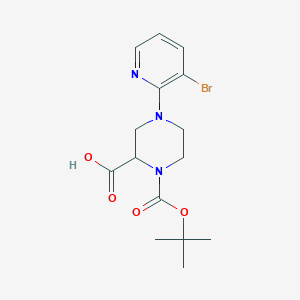 molecular formula C15H20BrN3O4 B1416109 4-(3-溴吡啶-2-基)-1-[(2-甲基丙烷-2-基)氧羰基]哌嗪-2-羧酸 CAS No. 1786639-50-6