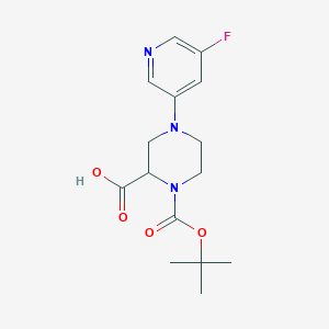 molecular formula C15H20FN3O4 B1416116 4-(5-Fluoropyridin-3-yl)-1-[(2-methylpropan-2-yl)oxycarbonyl]piperazine-2-carboxylic acid CAS No. 1787308-28-4