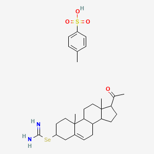 (17-acetyl-10,13-dimethyl-2,3,4,7,8,9,11,12,14,15,16,17-dodecahydro-1H-cyclopenta[a]phenanthren-3-yl) carbamimidoselenoate;4-methylbenzenesulfonic acid