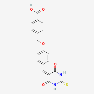 molecular formula C19H14N2O5S B14161272 4-({4-[(4,6-dioxo-2-thioxotetrahydropyrimidin-5(2H)-ylidene)methyl]phenoxy}methyl)benzoic acid CAS No. 5818-09-7