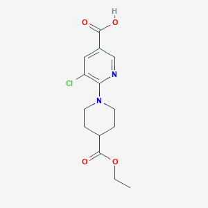 molecular formula C14H17ClN2O4 B1416130 5-Chloro-6-[4-(ethoxycarbonyl)piperidino]nicotinic acid CAS No. 931395-73-2