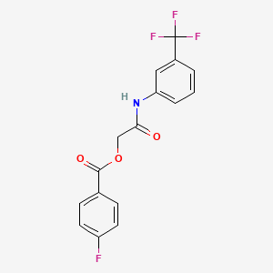 molecular formula C16H11F4NO3 B14161329 2-Oxo-2-((3-(trifluoromethyl)phenyl)amino)ethyl 4-fluorobenzoate CAS No. 4158-91-2