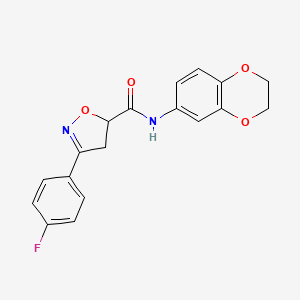 N-(2,3-dihydro-1,4-benzodioxin-6-yl)-3-(4-fluorophenyl)-4,5-dihydro-1,2-oxazole-5-carboxamide