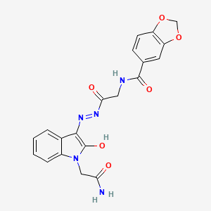 N-(2-{(2Z)-2-[1-(2-amino-2-oxoethyl)-2-oxo-1,2-dihydro-3H-indol-3-ylidene]hydrazinyl}-2-oxoethyl)-1,3-benzodioxole-5-carboxamide