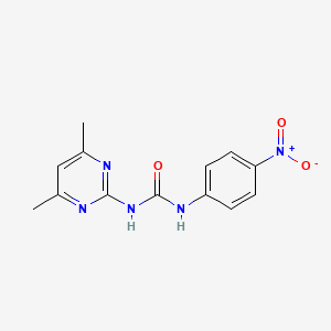 molecular formula C13H13N5O3 B14161829 Urea, 1-(4,6-dimethyl-2-pyrimidinyl)-3-(p-nitrophenyl)- CAS No. 4323-52-8