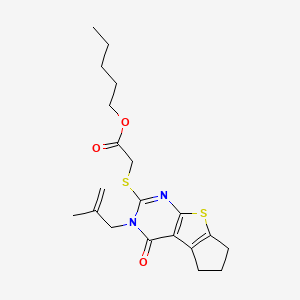 pentyl {[3-(2-methylprop-2-en-1-yl)-4-oxo-3,5,6,7-tetrahydro-4H-cyclopenta[4,5]thieno[2,3-d]pyrimidin-2-yl]sulfanyl}acetate