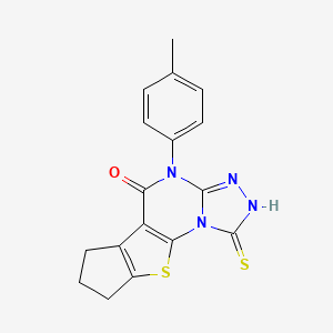 4-(4-methylphenyl)-1-sulfanyl-7,8-dihydro-6H-cyclopenta[4,5]thieno[3,2-e][1,2,4]triazolo[4,3-a]pyrimidin-5(4H)-one