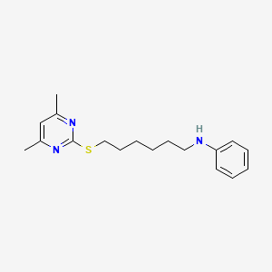 molecular formula C18H25N3S B14162037 Benzenamine, N-(6-((4,6-dimethyl-2-pyrimidinyl)thio)hexyl)- CAS No. 90094-34-1