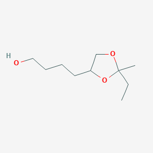 molecular formula C10H20O3 B14162058 4-(2-Ethyl-2-methyl-1,3-dioxolan-4-yl)butan-1-ol CAS No. 3663-45-4