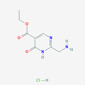 molecular formula C8H12ClN3O3 B14162299 Ethyl 2-(aminomethyl)-4-hydroxypyrimidine-5-carboxylate hydrochloride 