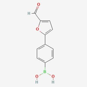 molecular formula C11H9BO4 B14162312 Boronic acid, [4-(5-formyl-2-furanyl)phenyl]- CAS No. 480424-64-4