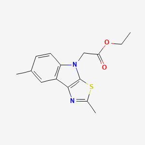 molecular formula C15H16N2O2S B14162798 Ethyl 2-(2,7-dimethyl-[1,3]thiazolo[5,4-b]indol-4-yl)acetate CAS No. 878440-58-5