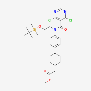 Cyclohexaneacetic acid, 4-[4-[[(4,6-dichloro-5-pyrimidinyl)carbonyl][2-[[(1,1-dimethylethyl)dimethylsilyl]oxy]ethyl]amino]phenyl]-, methyl ester, trans-