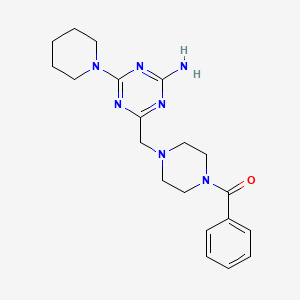 molecular formula C20H27N7O B14163053 Piperazine, 1-((4-amino-6-piperidino-s-triazin-2-yl)methyl)-4-benzoyl- CAS No. 21868-51-9