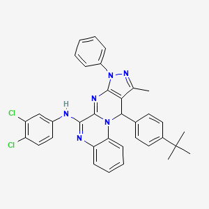 17-(4-tert-butylphenyl)-N-(3,4-dichlorophenyl)-15-methyl-13-phenyl-1,8,11,13,14-pentazatetracyclo[8.7.0.02,7.012,16]heptadeca-2,4,6,8,10,12(16),14-heptaen-9-amine