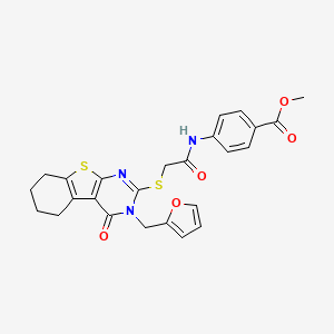 molecular formula C25H23N3O5S2 B14163193 Methyl 4-[({[3-(furan-2-ylmethyl)-4-oxo-3,4,5,6,7,8-hexahydro[1]benzothieno[2,3-d]pyrimidin-2-yl]sulfanyl}acetyl)amino]benzoate CAS No. 573950-59-1