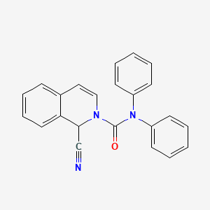 molecular formula C23H17N3O B14163198 2(1H)-Isoquinolinecarboxamide, 1-cyano-N,N-diphenyl- CAS No. 4053-46-7