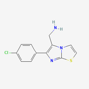 molecular formula C12H10ClN3S B1416330 [6-(4-Chlorophenyl)imidazo[2,1-b][1,3]thiazol-5-yl]methanamine CAS No. 1082924-61-5