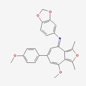 (4E)-N-(2H-1,3-Benzodioxol-5-yl)-8-methoxy-6-(4-methoxyphenyl)-1,3-dimethyl-4H-cyclohepta[c]furan-4-imine