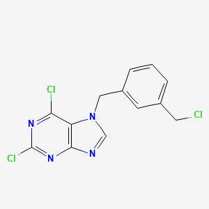 molecular formula C13H9Cl3N4 B14163329 2,6-Dichloro-7-{[3-(chloromethyl)phenyl]methyl}-7H-purine CAS No. 924904-13-2