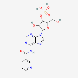 molecular formula C16H17N6O8P B14163351 9-(3-O-Phosphonopentofuranosyl)-N-(pyridine-3-carbonyl)-9H-purin-6-amine CAS No. 1320-83-8