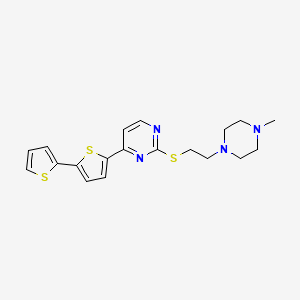 molecular formula C19H22N4S3 B14163549 4-biThienyl-2-SEt(4-MePip)Pyrimidine CAS No. 129224-98-2