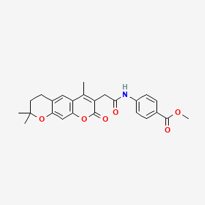 Methyl 4-(2-(4,8,8-trimethyl-2-oxo-2,6,7,8-tetrahydropyrano[3,2-g]chromen-3-yl)acetamido)benzoate