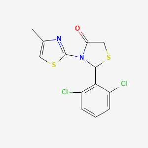 molecular formula C13H10Cl2N2OS2 B14163572 2-(2,6-Dichlorophenyl)-3-(4-methyl-1,3-thiazol-2-yl)-1,3-thiazolidin-4-one CAS No. 924648-07-7