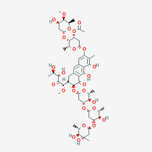 [(2R,3S,4R,6S)-6-[[(6S,7S)-6-[(2S,4R,5R,6R)-4-[(2S,4R,5R,6R)-4-[(2S,4S,5S,6S)-4,5-dihydroxy-4,6-dimethyloxan-2-yl]oxy-5-hydroxy-6-methyloxan-2-yl]oxy-5-hydroxy-6-methyloxan-2-yl]oxy-7-[(1S,3S,4R)-3,4-dihydroxy-1-methoxy-2-oxopentyl]-4,10-dihydroxy-3-methyl-5-oxo-7,8-dihydro-6H-anthracen-2-yl]oxy]-3-[(2R,4R,5R,6R)-4-hydroxy-5-methoxy-6-methyloxan-2-yl]oxy-2-methyloxan-4-yl] acetate