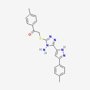 molecular formula C21H20N6OS B14163621 2-({4-amino-5-[5-(4-methylphenyl)-1H-pyrazol-3-yl]-4H-1,2,4-triazol-3-yl}sulfanyl)-1-(4-methylphenyl)ethanone CAS No. 879442-57-6