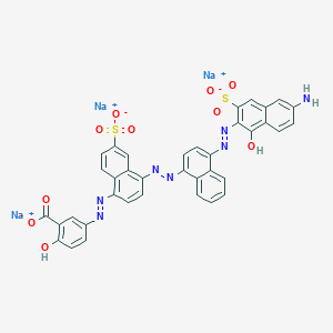 molecular formula C37H22N7Na3O10S2 B14163662 Trisodium 5-((4-((4-((6-amino-1-hydroxy-3-sulphonato-2-naphthyl)azo)-1-naphthyl)azo)-6-sulphonato-1-naphthyl)azo)salicylate CAS No. 3841-15-4