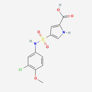 molecular formula C12H11ClN2O5S B1416374 4-[(3-氯-4-甲氧基苯基)磺酰胺基]-1H-吡咯-2-羧酸 CAS No. 1036518-53-2