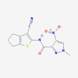 N-(3-cyano-5,6-dihydro-4H-cyclopenta[b]thiophen-2-yl)-1-methyl-4-nitropyrazole-3-carboxamide