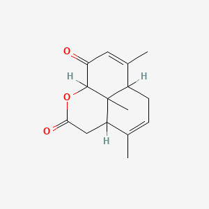 molecular formula C15H18O3 B14163893 Naphtho(1,8-bc)pyran-2,7-dione, 3,3a,6,6a,9a,9b-hexahydro-4,7,9b-trimethyl-, (3aalpha,6abeta,9aalpha,9balpha)- CAS No. 104199-03-3