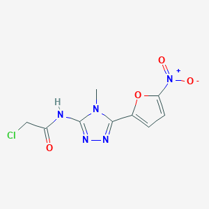 molecular formula C9H8ClN5O4 B14163902 s-Triazole, 3-(2-chloroacetamido)-4-methyl-5-(5-nitro-2-furyl)- CAS No. 64057-50-7