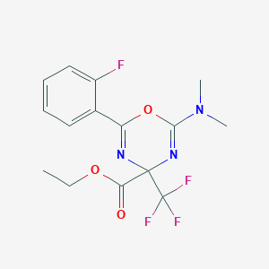 Ethyl 2-(dimethylamino)-6-(2-fluorophenyl)-4-(trifluoromethyl)-1,3,5-oxadiazine-4-carboxylate