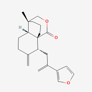 molecular formula C21H26O3 B14164070 3H-4,8a-Propano-1H-2-benzopyran-1-one,8[2-(3-furanyl)ethyl]hexahydro-4-methyl-7-methylene CAS No. 57459-42-4