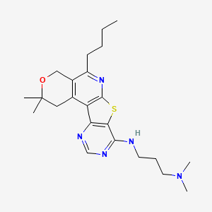 N-(8-butyl-4,4-dimethyl-5-oxa-11-thia-9,14,16-triazatetracyclo[8.7.0.02,7.012,17]heptadeca-1(10),2(7),8,12(17),13,15-hexaen-13-yl)-N',N'-dimethylpropane-1,3-diamine