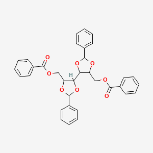 molecular formula C34H30O8 B14164131 [2-Phenyl-5-[2-phenyl-5-(phenylcarbonyloxymethyl)-1,3-dioxolan-4-yl]-1,3-dioxolan-4-yl]methyl benzoate CAS No. 5348-87-8