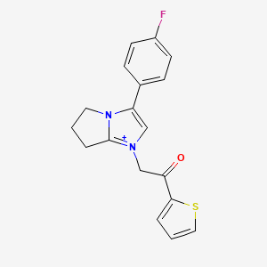 molecular formula C18H16FN2OS+ B14164149 3-(4-fluorophenyl)-1-[2-oxo-2-(thiophen-2-yl)ethyl]-6,7-dihydro-5H-pyrrolo[1,2-a]imidazol-1-ium CAS No. 5286-70-4