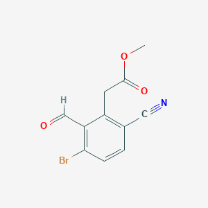 molecular formula C11H8BrNO3 B1416424 Methyl 3-bromo-6-cyano-2-formylphenylacetate CAS No. 1805524-17-7