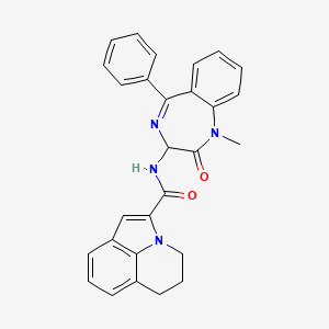 molecular formula C28H24N4O2 B14164250 n-(1-Methyl-2-oxo-5-phenyl-2,3-dihydro-1h-1,4-benzodiazepin-3-yl)-5,6-dihydro-4h-pyrrolo[3,2,1-ij]quinoline-2-carboxamide CAS No. 132521-94-9