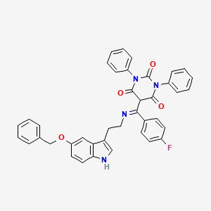 5-[C-(4-fluorophenyl)-N-[2-(5-phenylmethoxy-1H-indol-3-yl)ethyl]carbonimidoyl]-1,3-diphenyl-1,3-diazinane-2,4,6-trione